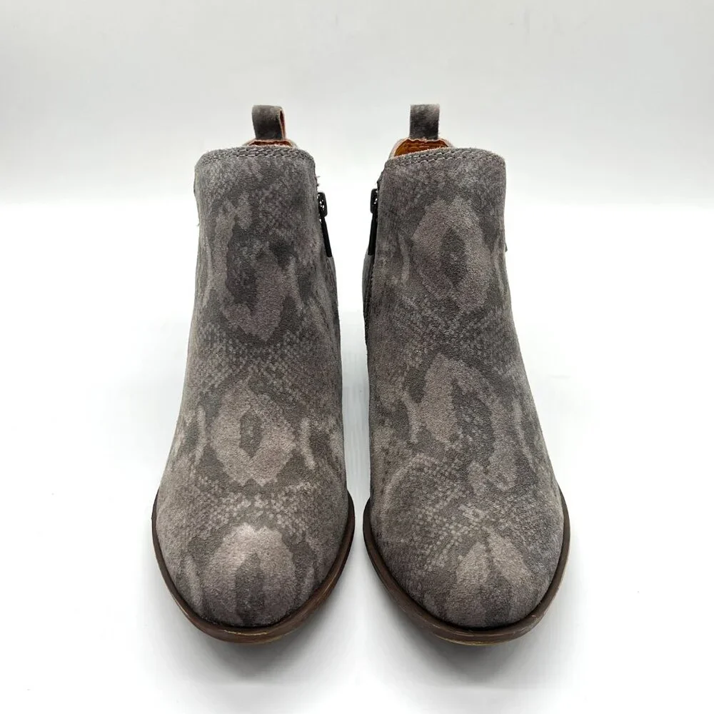 Lucky Brand Size 7.5 Basel‎ Gray Snakeskin Leather Ankle Boots Booties Shoes